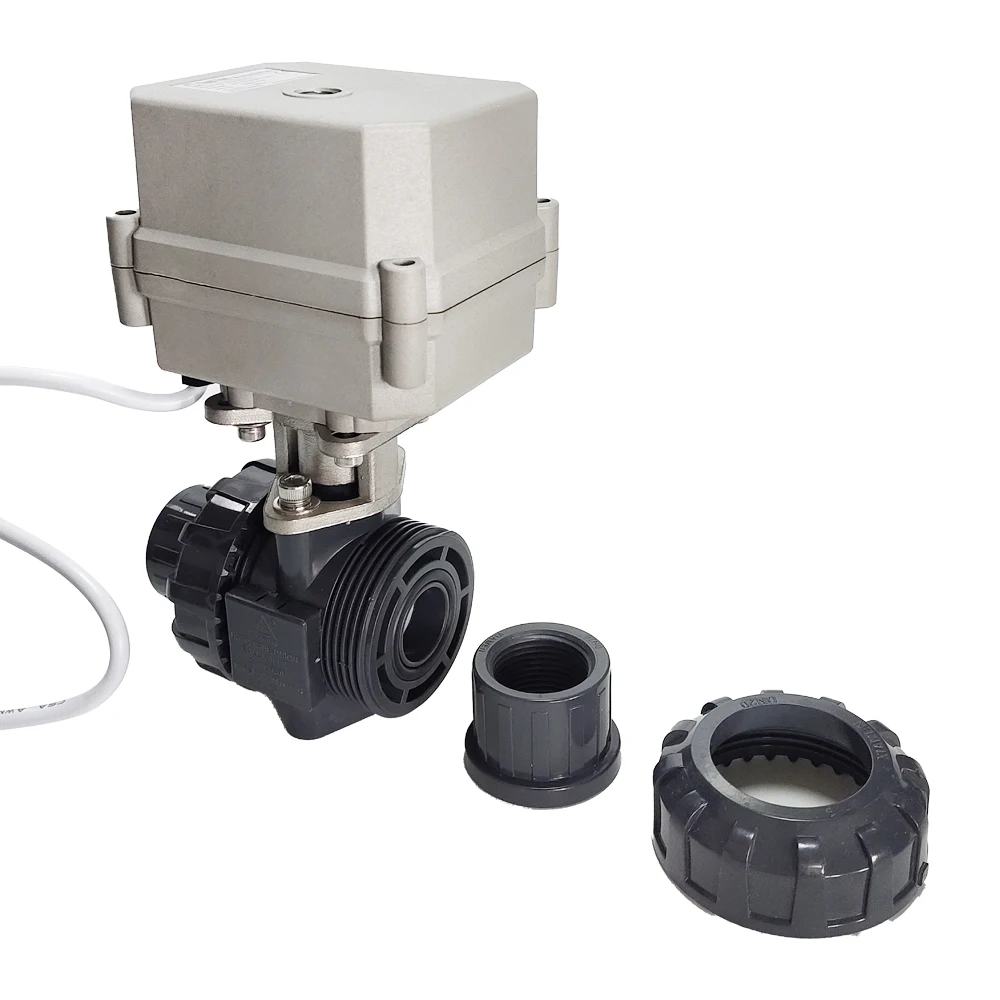 Imagem -06 - Válvula Elétrica Upvc para Fluidos Químicos Ligado e Desligado Engrenagens de Metal Dn20 Dc12v 24v Fios Fios Fios 10nm 15 Sec
