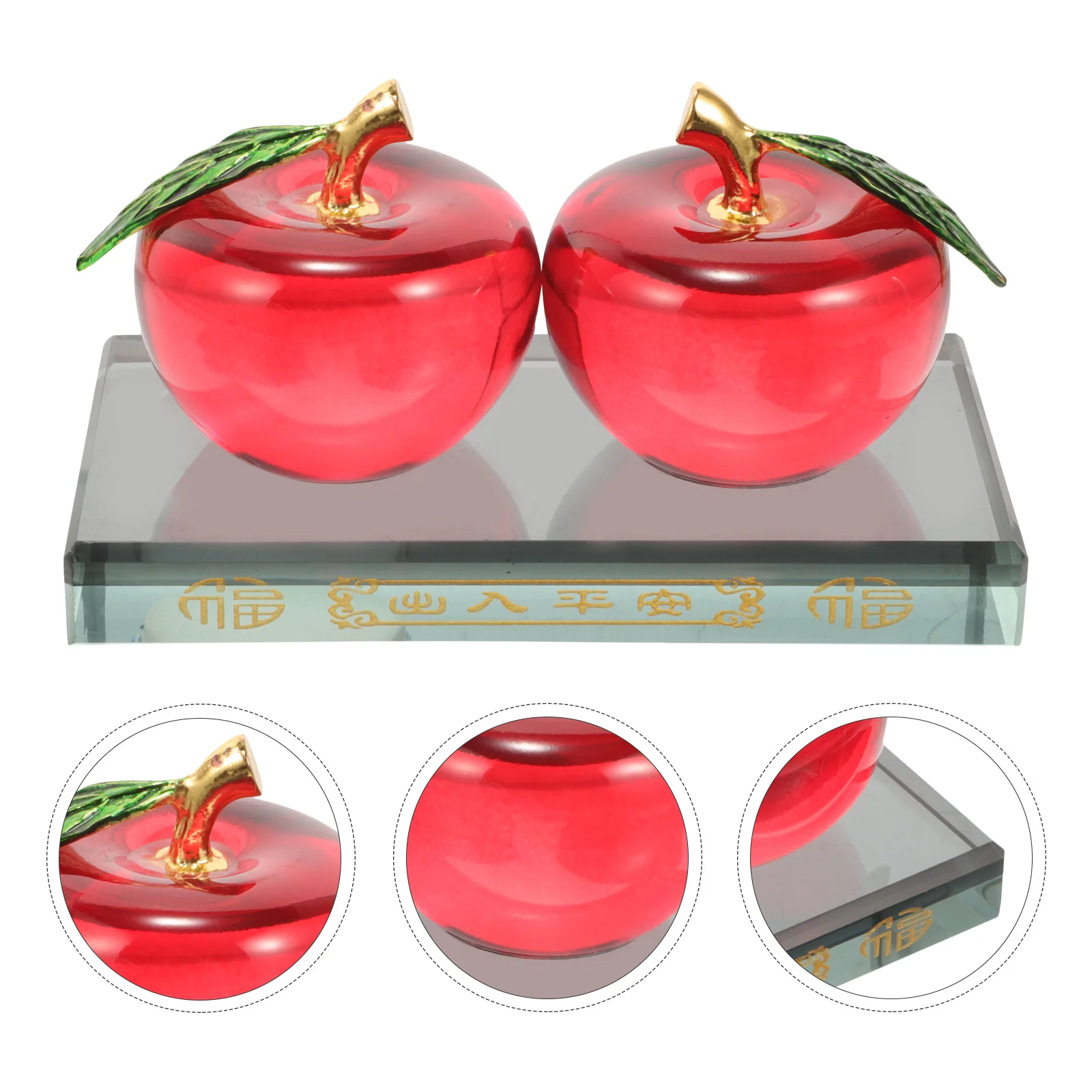 

Crystal Desktop Decoration Red Christmas Ornament Car Interior Crystal Sculpture Stable Rectangular Base Home Gift