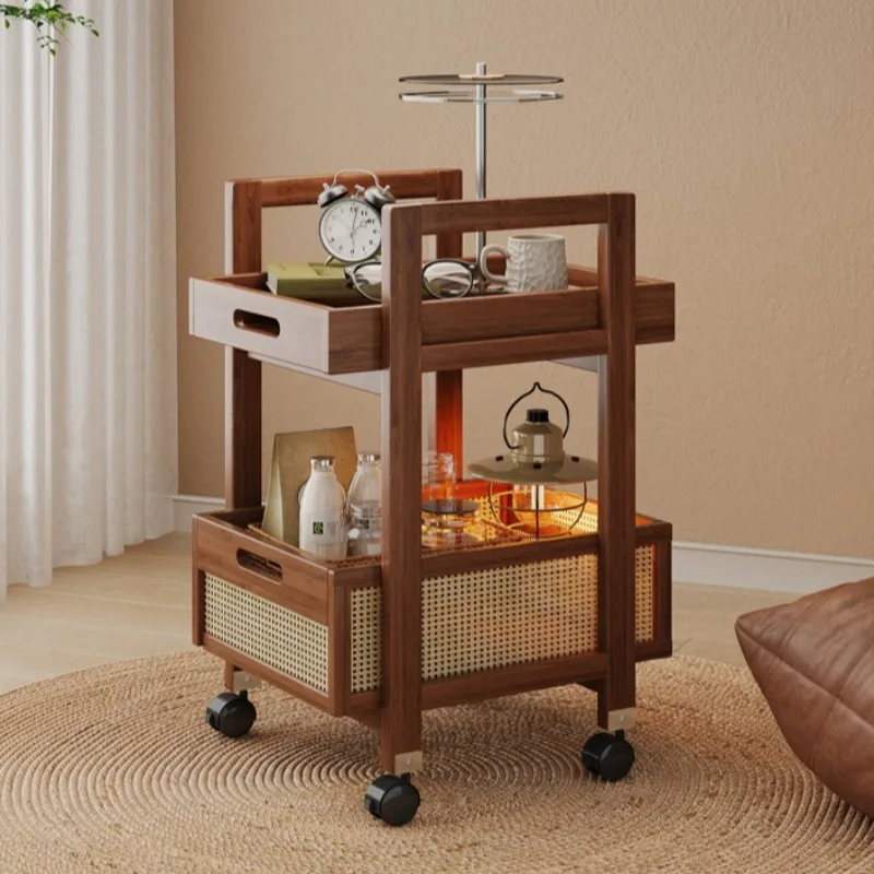 Removable Organizer Shelf Multifunctional Storage Holders Home Towel Makeup Display Rack Living Room Auxiliary Cart with Wheels
