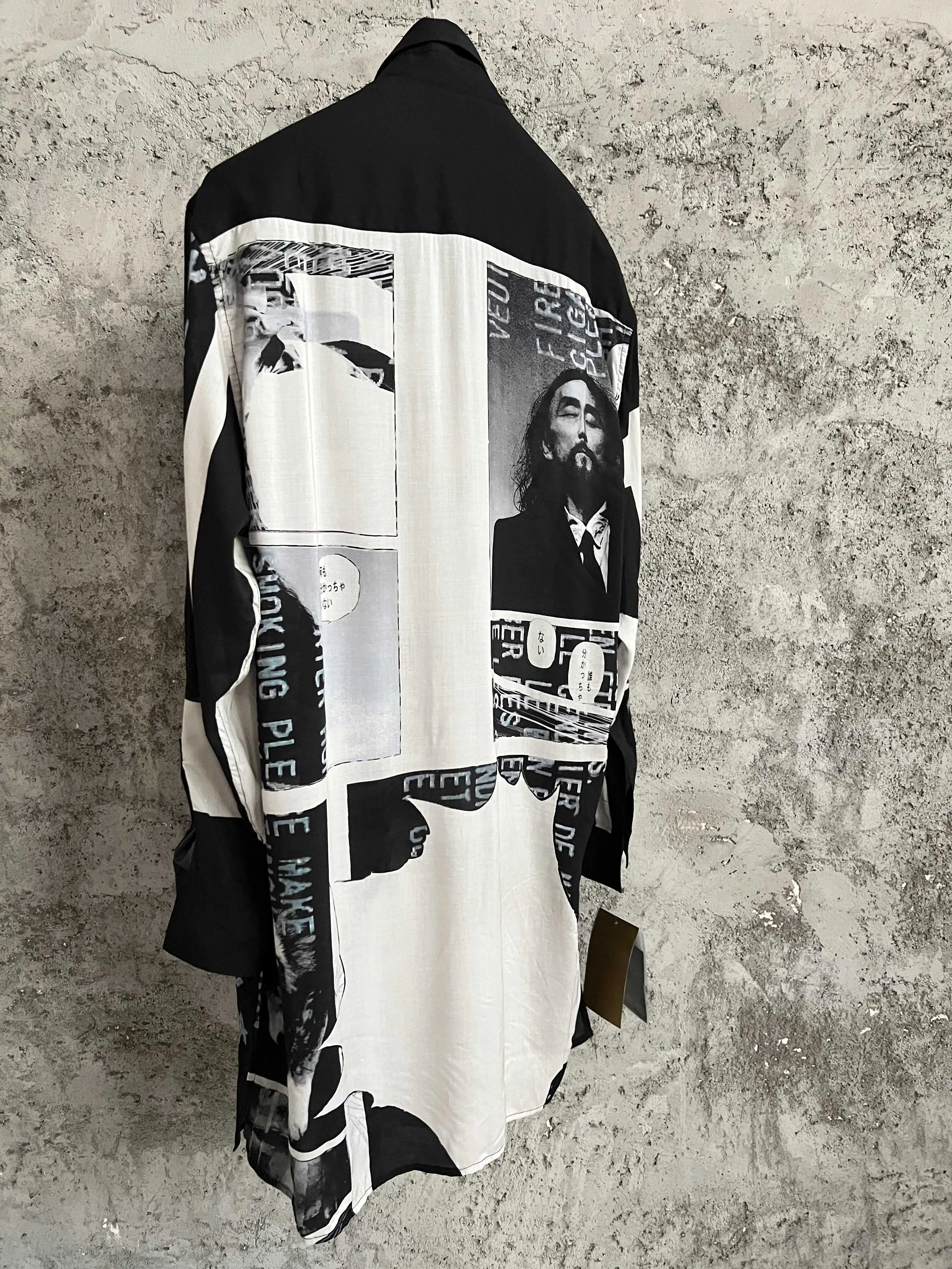 Pure cotton hand-painted cartoon printed long shirt for men on the streets of Hawaii