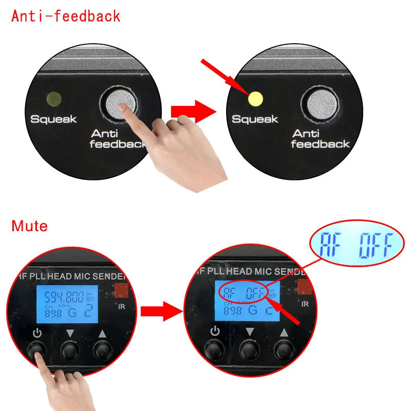 Imagem -04 - Uhf Bodypack Microfone sem Fio 2*450 Canais Multi-frequência ir Sincronização Superior a 50m para a Festa da Família da Escola Churh Lo-u11h2