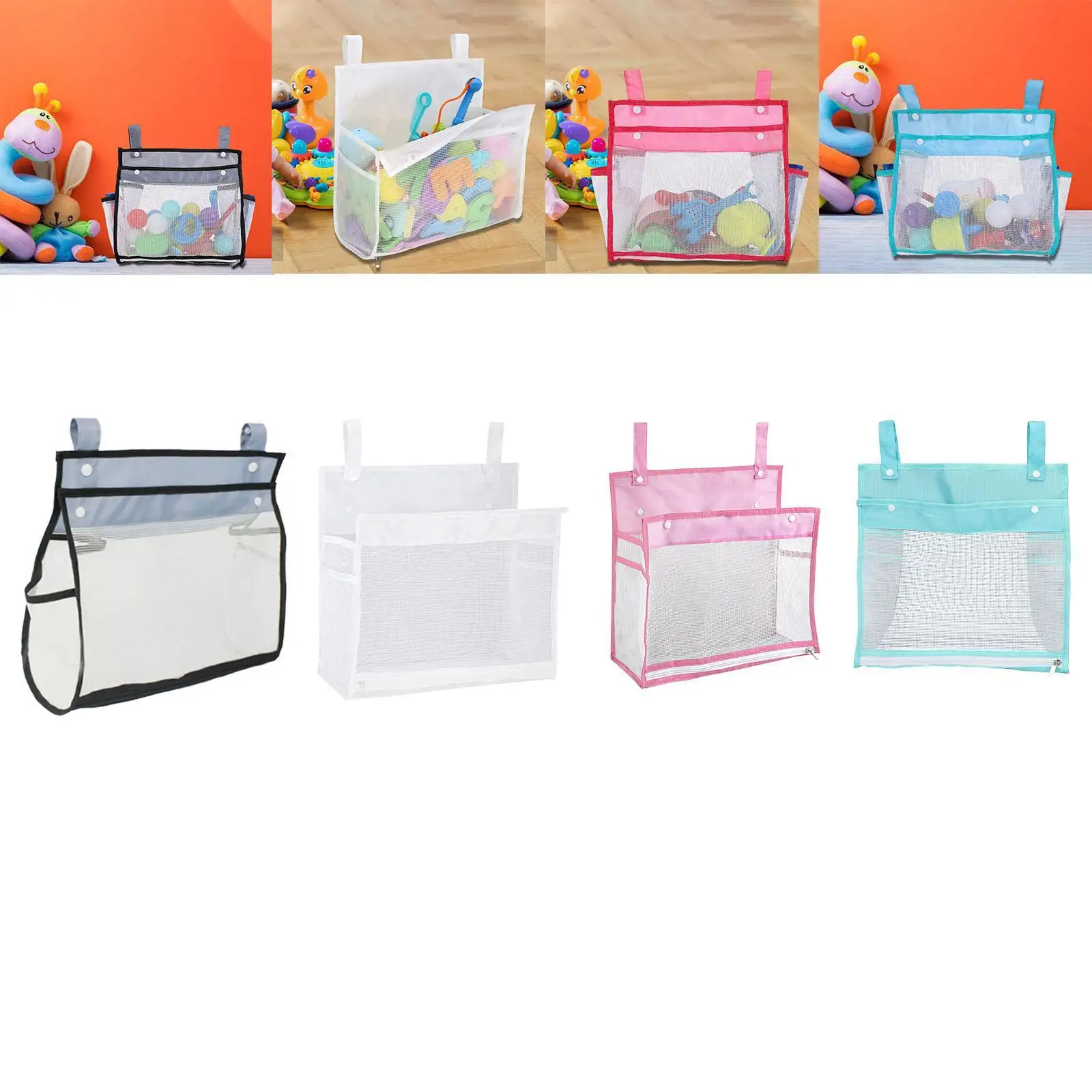 Mesh Bath Toy Organizer Multifunction Hanging Bottom Zipper Bathroom Shower Caddy Bath Toy Storage for Toddlers Bathroom Kids - view 5