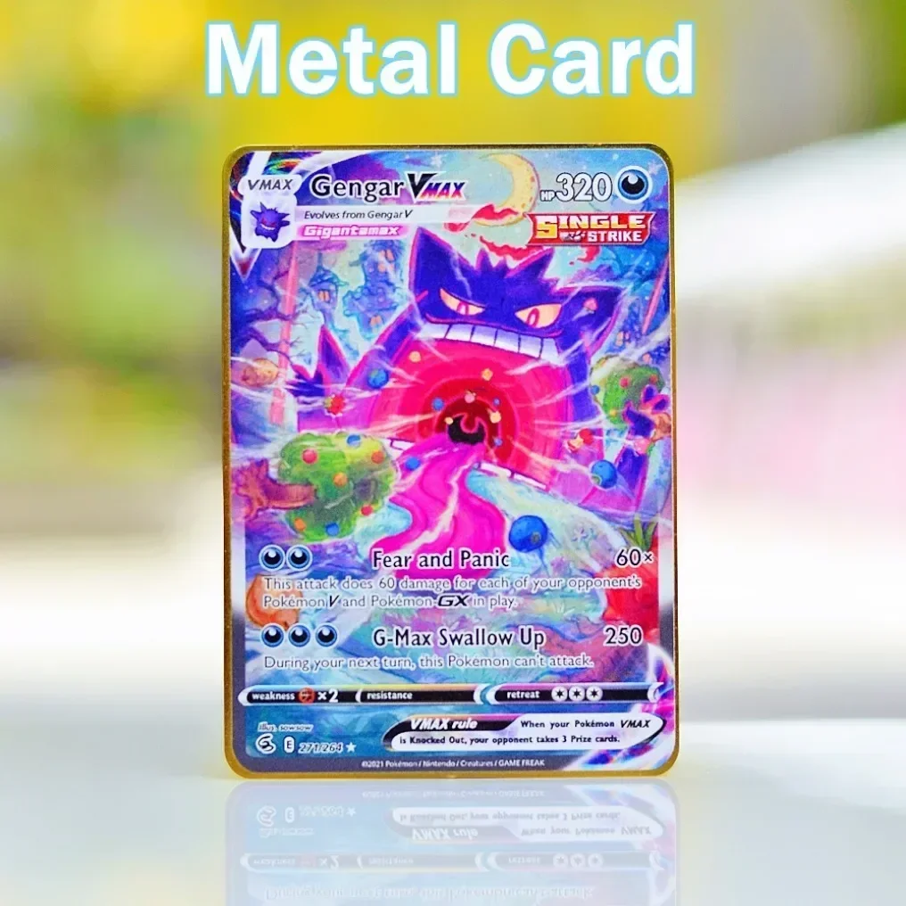 Metal Pokémon Letters Pokemon Card Blastoise Vmax Charizard Pikachu Mewtwo Vstar Anime Games Cards Golden Iron Letter Kids Toys