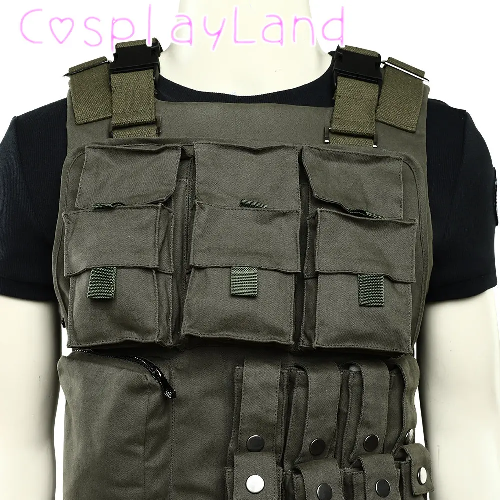 Game RE3 Cosplay Carlos Oliveira Costume Halloween Masquerade Outfit With Accessories Men Clothing Suit With Green Vest