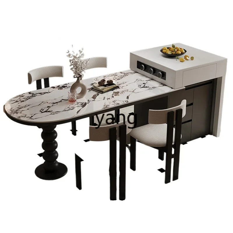 

LH island table integrated luxury stone rock slab retro home retractable high-end guide platform