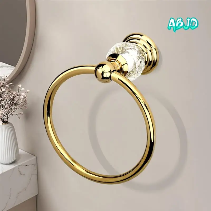 

ABJO-Крустальное золотое кольцо для полотенец, золотое кольцо-держатель для полотенец для ванной комнаты, кольцо для полотенец для рук для ванной комнаты, настенный аксессуар для ванной комнаты