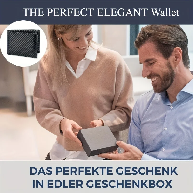 Geldbörse für Herren – RFID-Bifold-Geldbörsen mit 9 Kreditkarten, 1 Ausweisfenster, schlankes, minimalistisches Vordertaschen-Geschenk für Männer – Detail 6