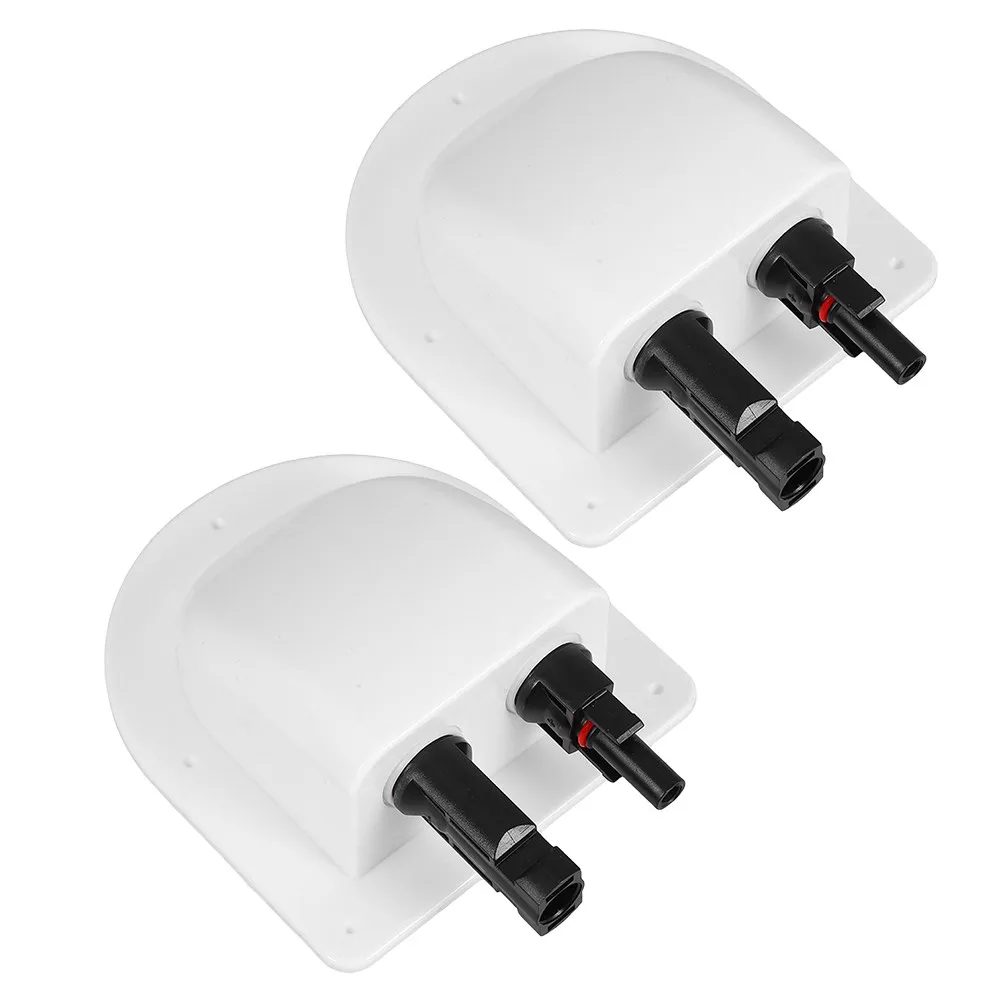 2Pcs Solar Photovoltaic Connection Box Dual Cable Entry Gland Robust ABS Housing for Roof Rv Marine Solar Panel Wiring Entry
