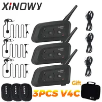 XiNOWy 3 uds V4C árbitro de fútbol intercomunicador auriculares 3 usuarios 1200M Full Duplex Bluetooth auriculares interfono para conferencias de fútbol