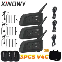 XiNOWy 3PCS V4C Football Referee Intercom Headset 3 Users 1200M Full Duplex Bluetooth Headphone Soccer Conference Interphone