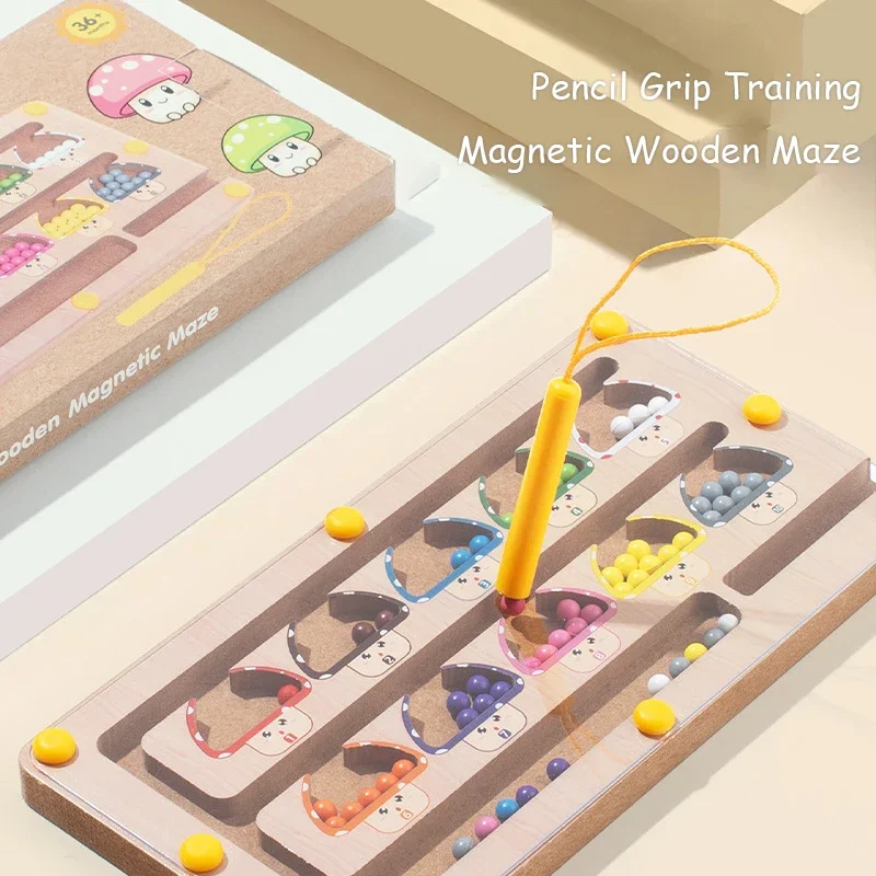 Labirinto magnetico di colori e numeri Giocattoli Montessori, ordinamento di colori in legno Puzzle con magnete di conteggio per 3+ anni