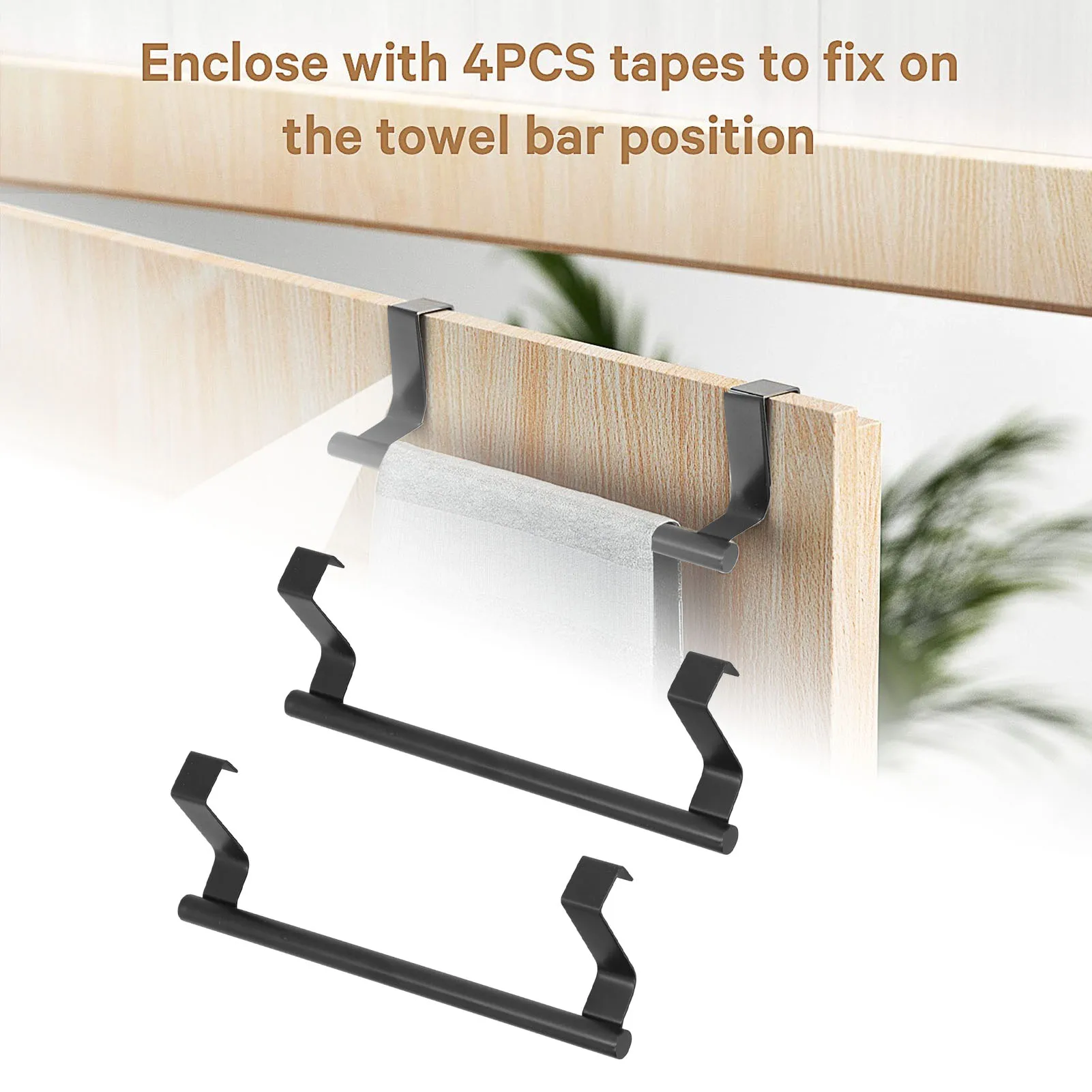 

E5 2Pcs Towel Rack Hangable Punch Free Nail Free Cabinet Door Towel Rack for Home Hotel 36CM Bathroom Towel Rack Shelf Holder