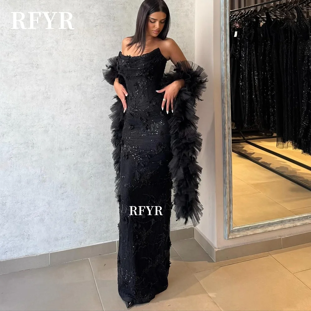 

RFYR платье русалки для выпускного вечера, кружевное вечернее платье с аппликацией и шалью, вечернее платье для принцессы, платья фиеста для женщин по индивидуальному заказу