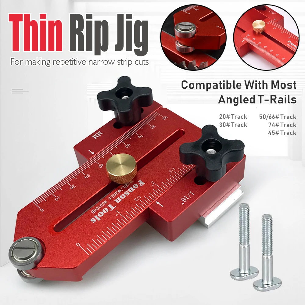 Extended Thin Rip Jig Table Saw Jig Guide for Repeat Narrow Strip Cuts Works with Table Saw Router Table Band Saw Woodworking