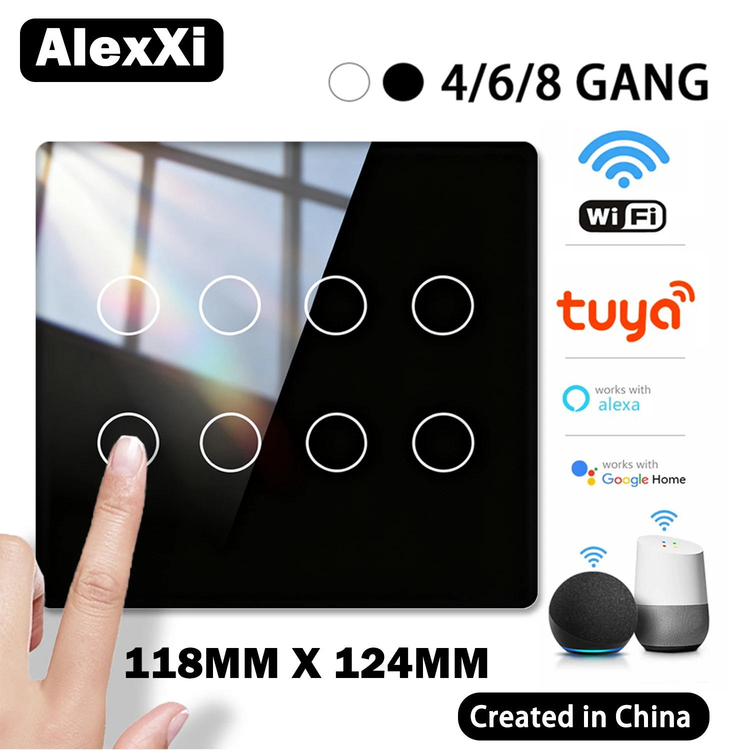 Brazil 4x4 Tuya WiFi 4/6/8 Gang Intelligent Wall Switch Voice Control Touch Sensor LED Light Switches Alexa Google Home 100-240V