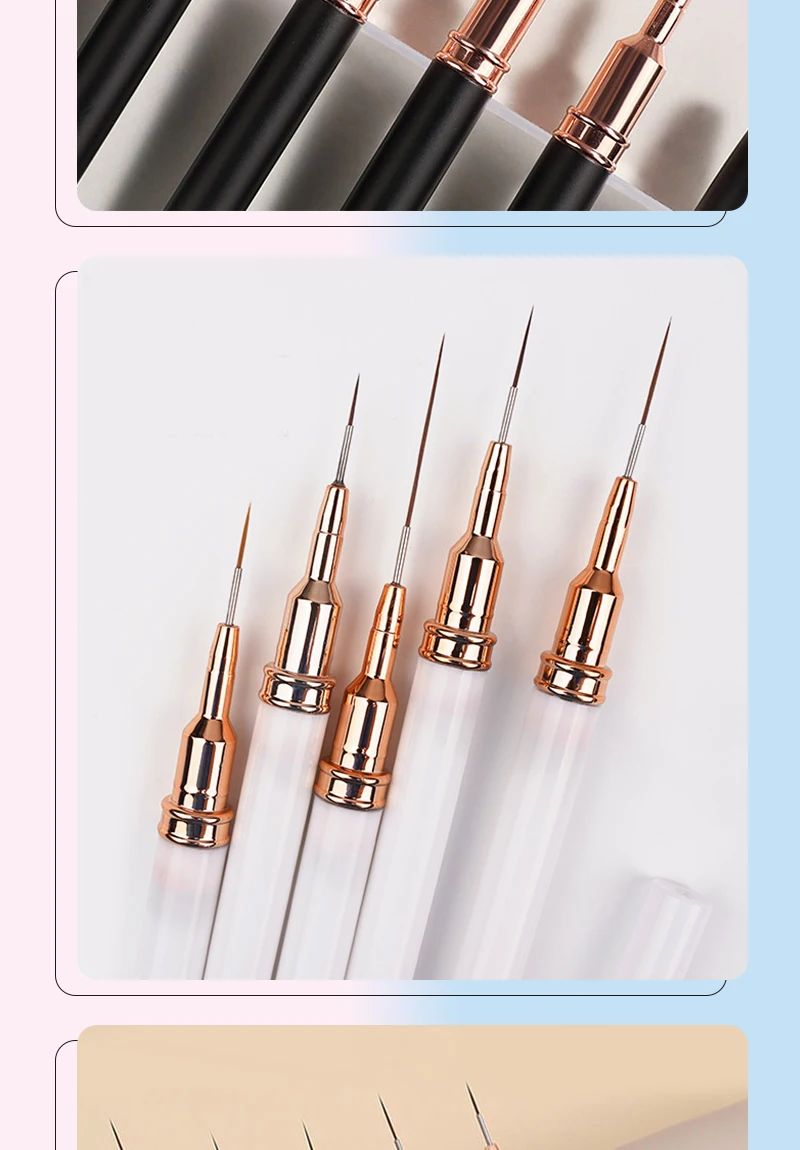 5 stücke Nail art Liner Pinsel Set UV Gel Nagel Pinsel Kits Französisch Streifen Linie Malerei Zeichnung Blume Stift Professionelle maniküre Werkzeug – Detail 9