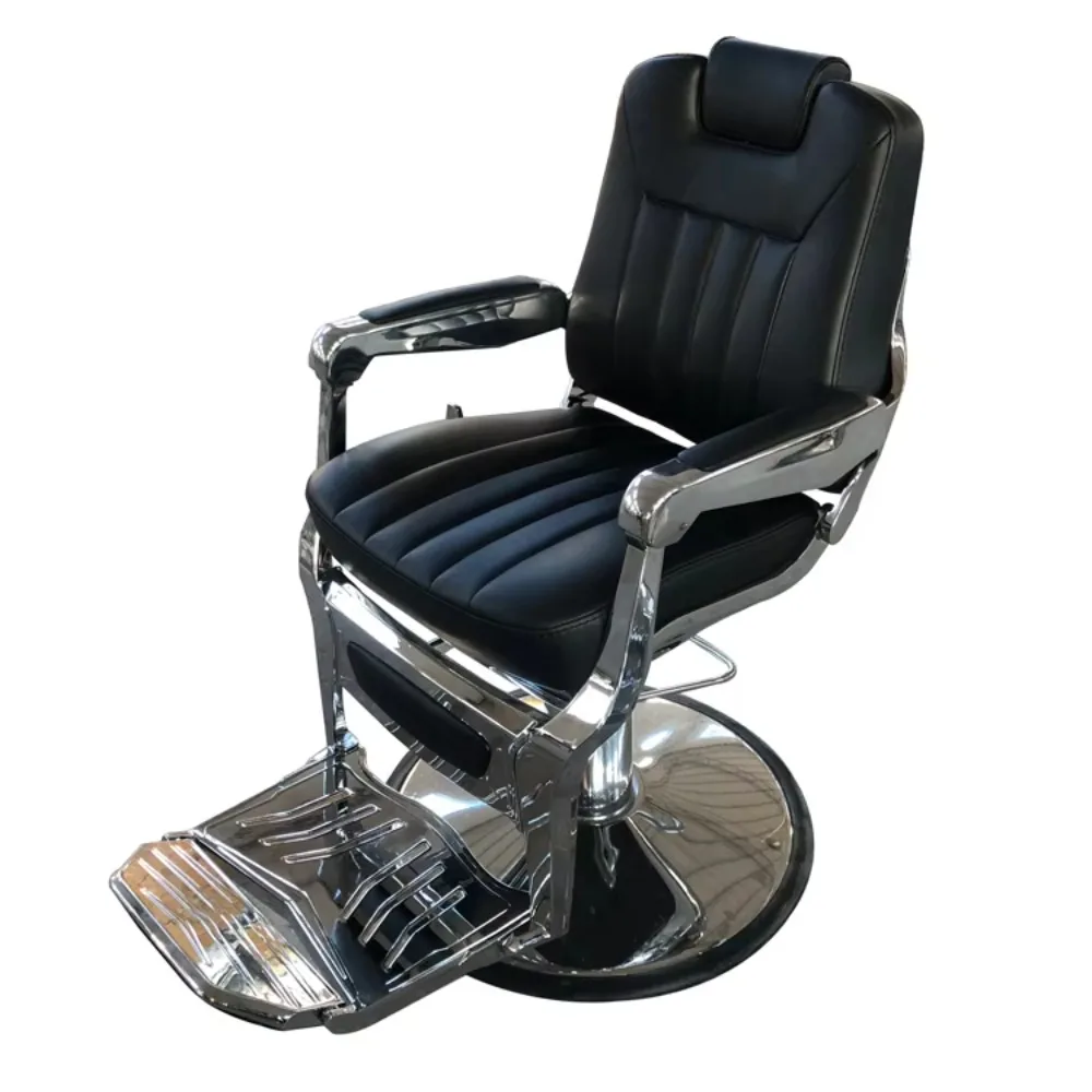 New Style Modern Design Barber Chair with Chrome Base Durable Aluminum Material 360 Degree Rotation for Barber Shop Use