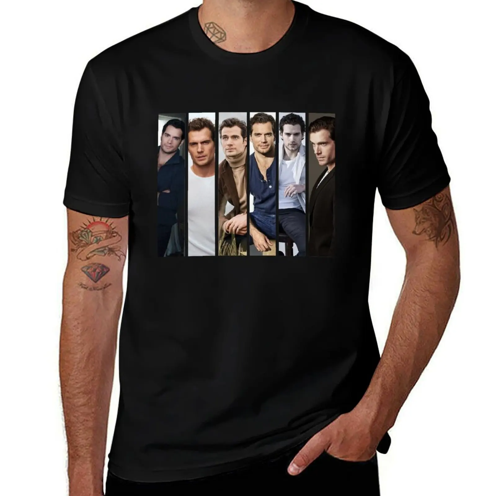 

Henry Cavill collage - Taurus zodiac T-Shirt cotton t shirts man 100% t shirts for man graphic funny T-Shirt