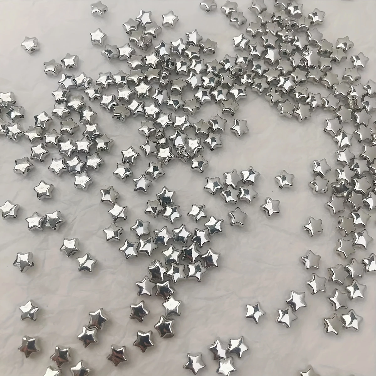 400/200 Stück 7 mm gerade, silbrige Sternperlen mit Loch für die DIY-Handarbeit – Detail 6
