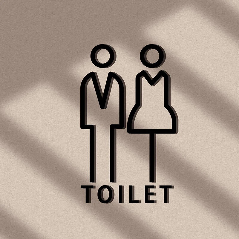 Toiletten tür, Toiletten schild, öffentliches Toiletten schild, drei dimensionale Männer und Frauen aus Acryl, kreative Persönlichkeit, einfacher Stil