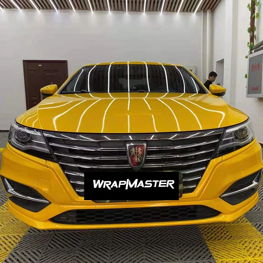 Wrapmaster 5M/10M/18M High Flexible PVC film Super Gloss PET Metal Paint Yellow Used Car Body Stickers