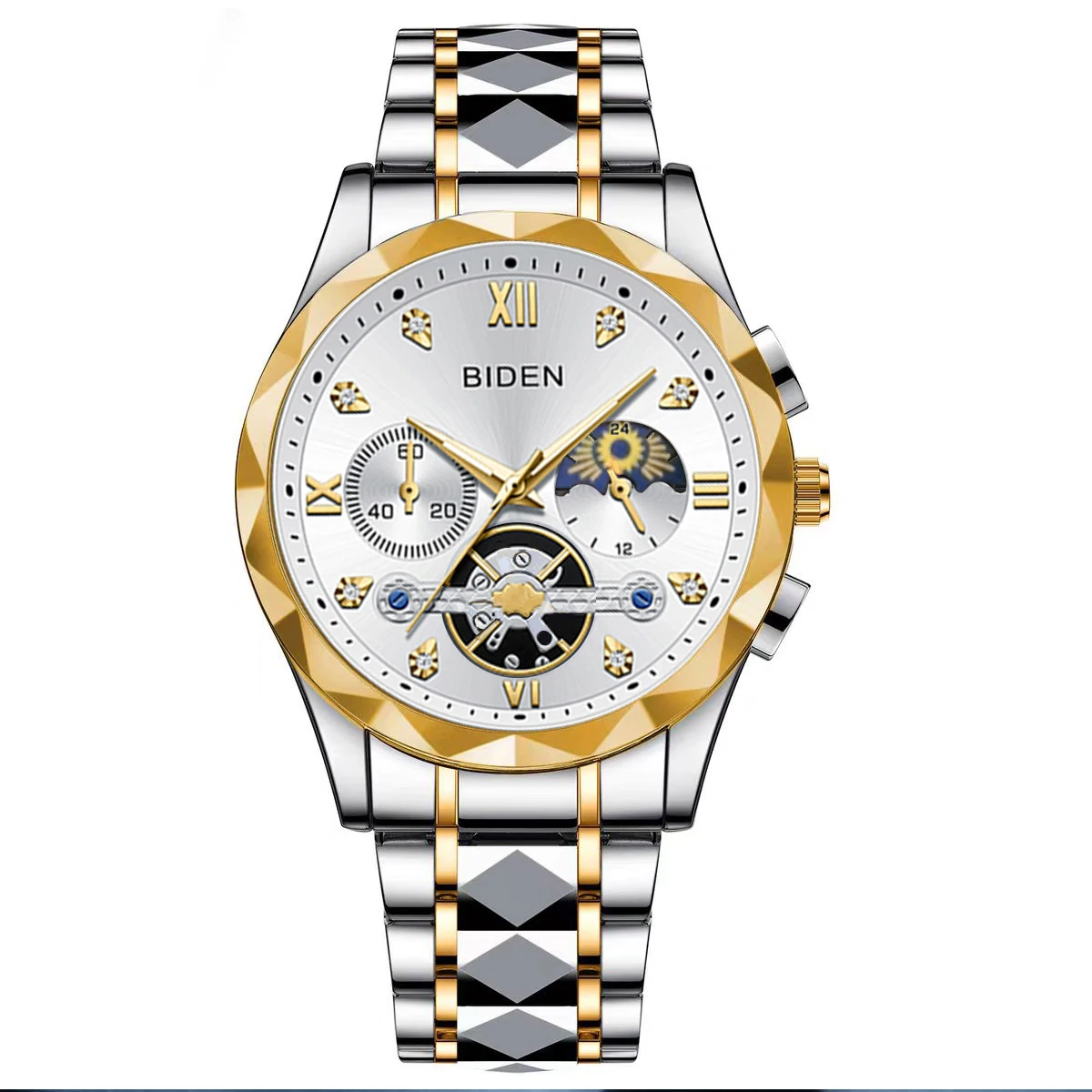 

BIDEN Top Brand Men's Watch High end Business Style Sports Waterproof Luminous Stainless Steel Strap Quartz Men's Clock Gift Box