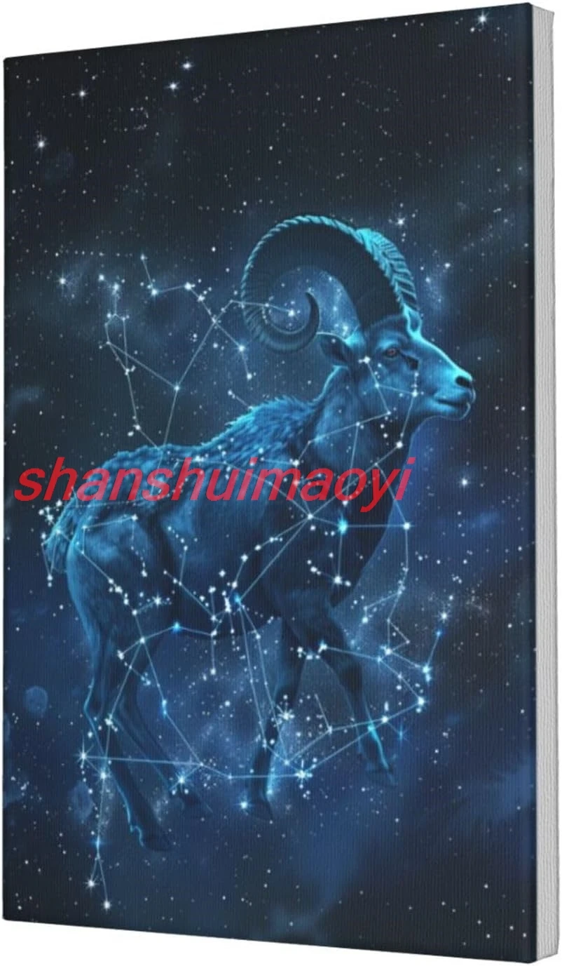 MA6GE8DE Oil Painting Canvas Twelve Zodiac Signs Aries,Blue Twelve Zodiac Signs Aries Decorative Canvas Hanging Picture,Bar ALI