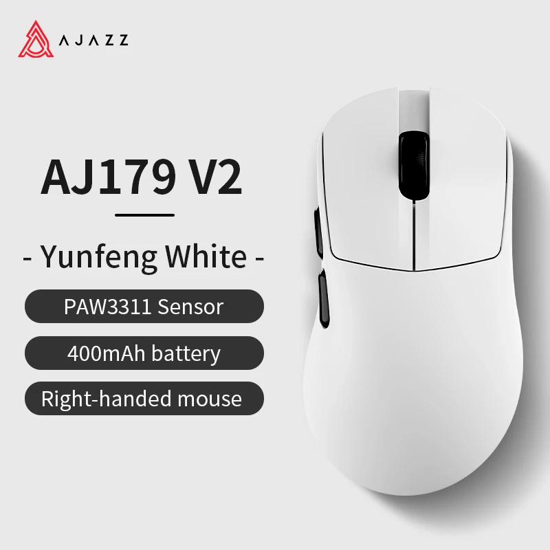 AJAZZ AJ179 V2 MAX Kabelloser Gaming-Maus für E-Sport mit 1K Polling-Rate, Leichtgewichtigem Design, Ergonomischem PAW3311 Sensor