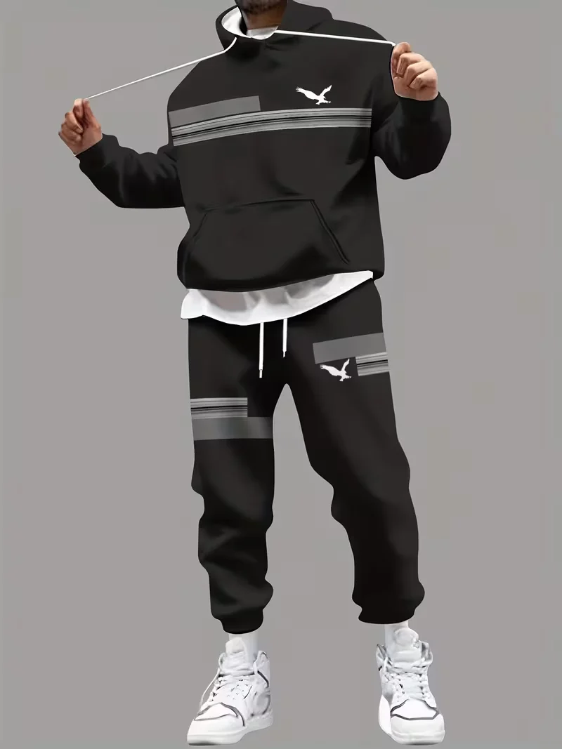 The new men's set for Spring and Autumn features a casual fashionable soft and comfortable 3D print Tracksuit 2pcs Suit