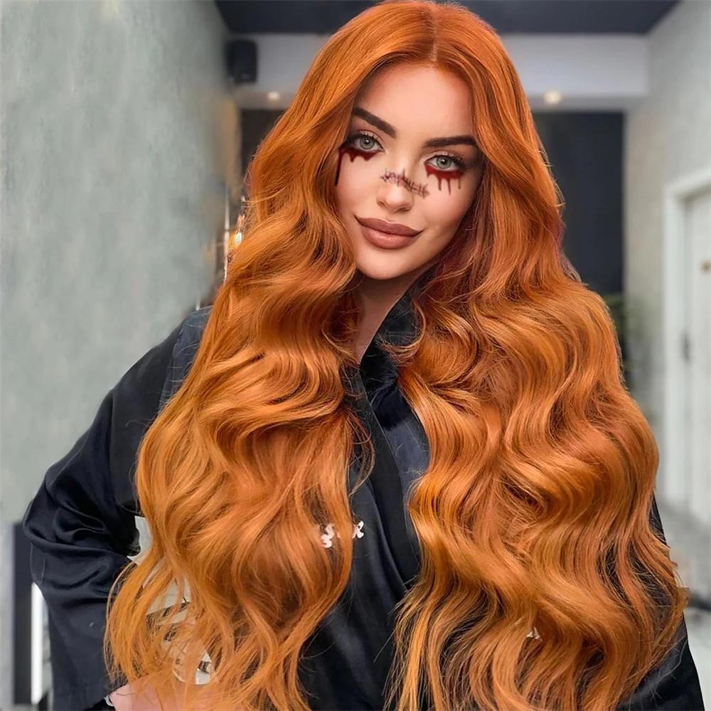 Orange Ginger Lace Front Wig Human Hair Body Wave 13x4 Lace Frontal Wig Brazilian Human Hair Wig For Cosplay Halloween Christmas