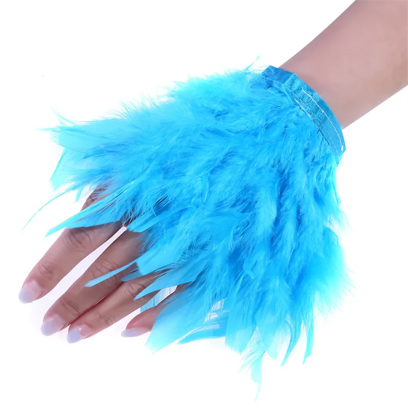 Polsini di piume di pelliccia naturale da donna Sexy Snap On bracciale polsino del braccio camicie maniche per le donne vera piuma di struzzo