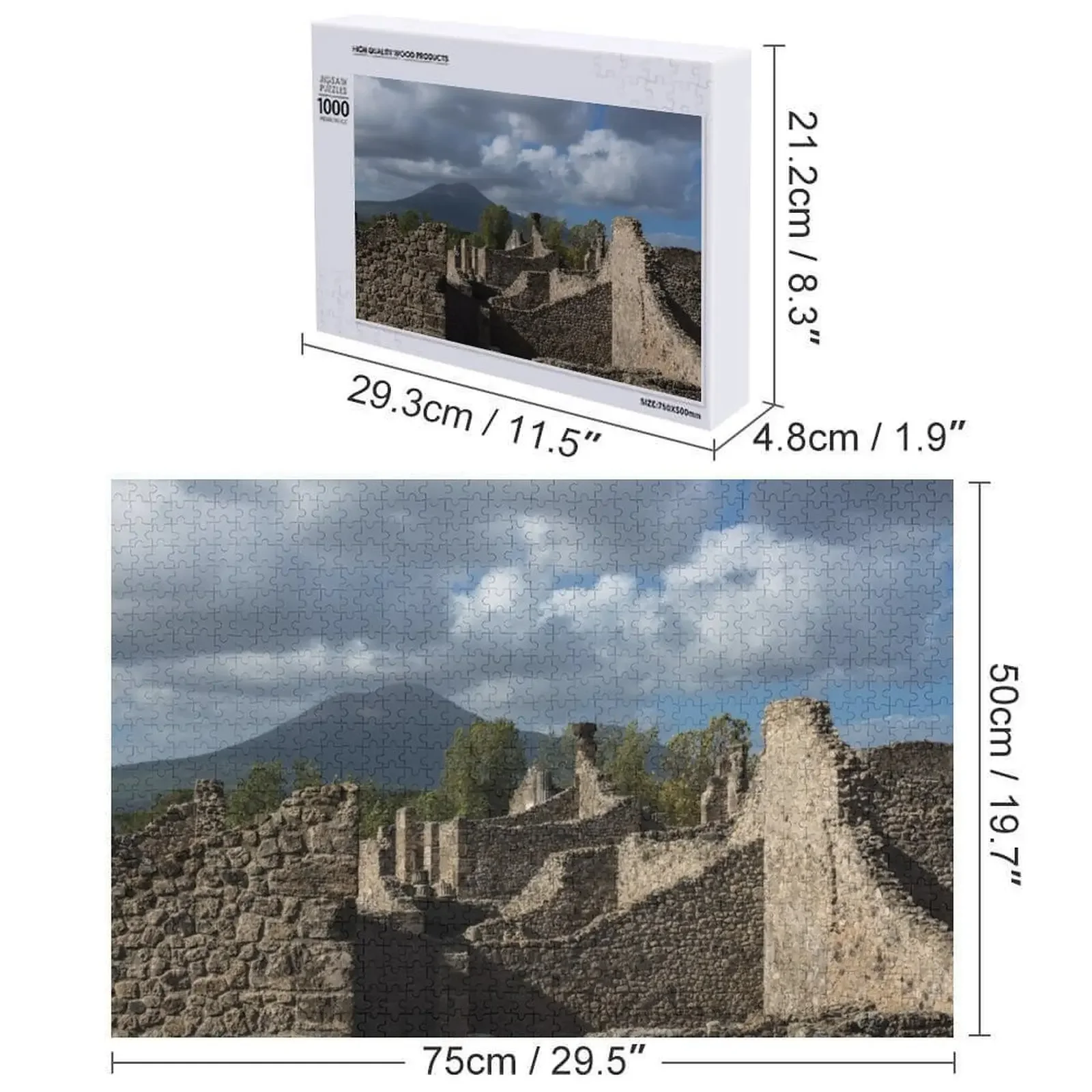 베수비우스 화산은 폼페이 유적 위에 자자로 서 있다 직소 퍼즐 게임 어린이 맞춤형 장난감 퍼즐