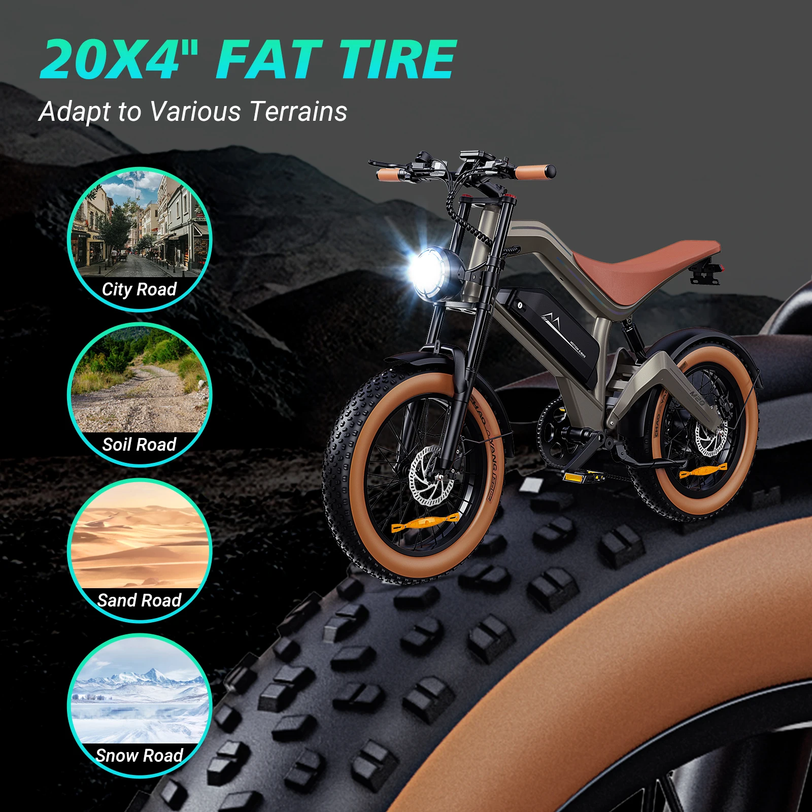 2026 Neues M20 Retro Fatbike Elektrofahrrad, 48V 18,2Ah herausnehmbarer Akku, 20*4,0 CST pannensicherer Reifen, App-gesteuertes Display, Offroad-E-Bike für Erwachsene