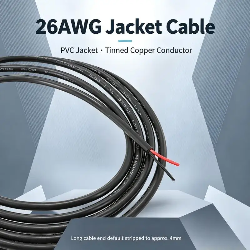 Black Power Switches Extension Cable for POWERSW with Flexible Construction and Identified 2-Pin Housings for Installation