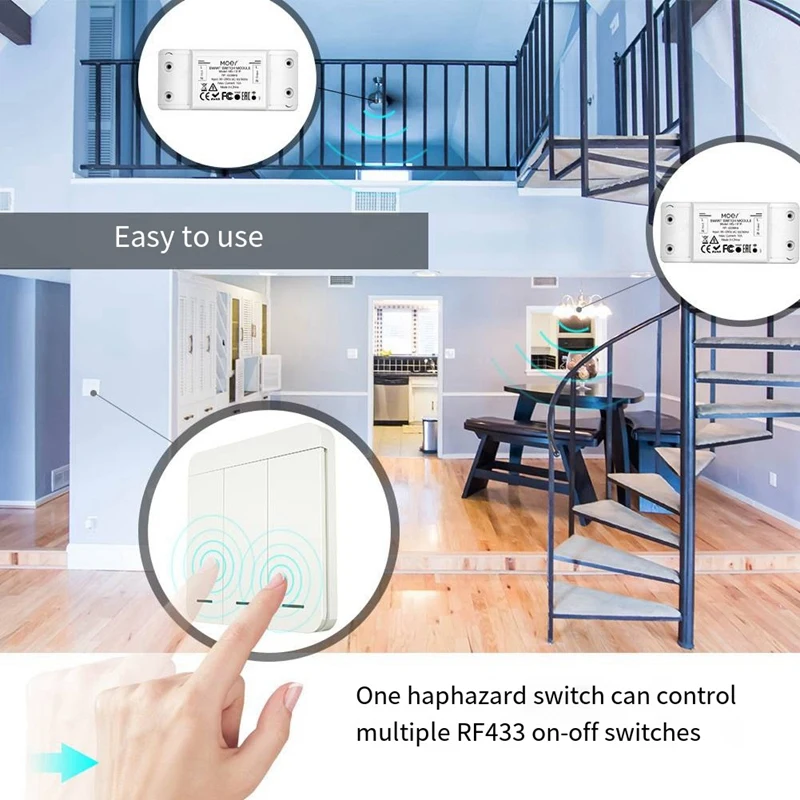 Interruptor de radiofrecuencia RF433 externo, botón de Control doble, interruptor de 10A, fácil de instalar