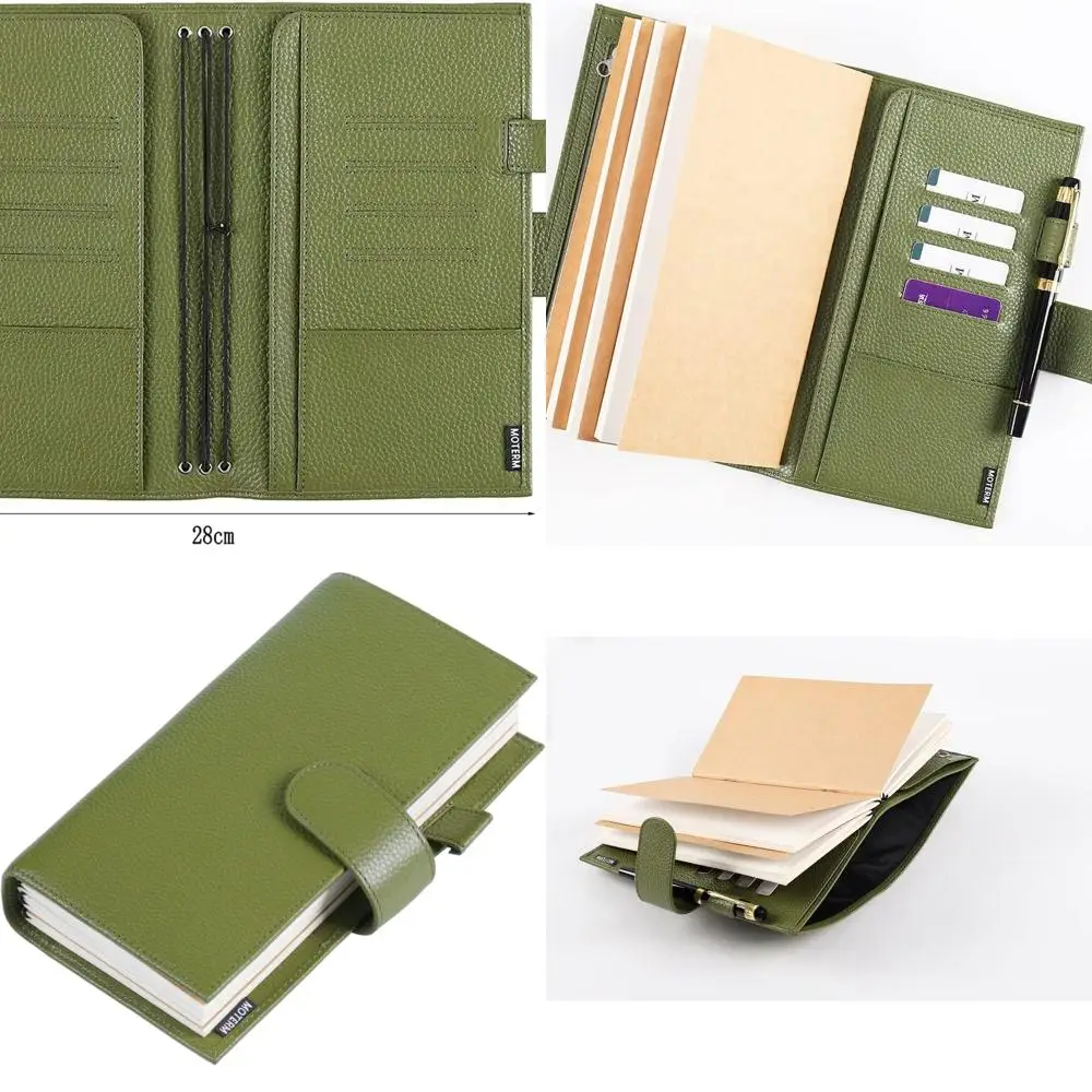 

Модернизированная стандартная обложка для ноутбука путешественника с задним карманом — гальковый оливковый