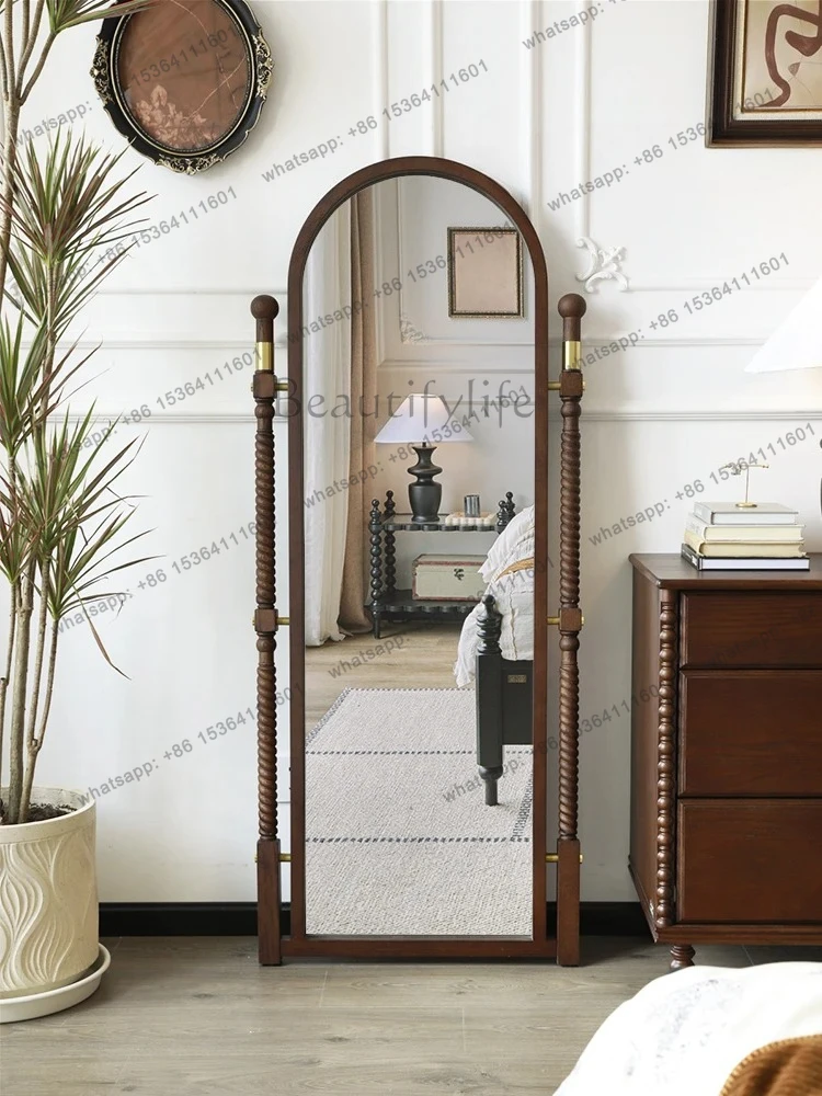 

French retro solid wood full-body mirror bedroom home wall-to-wall floor-to-ceiling full-length mirror
