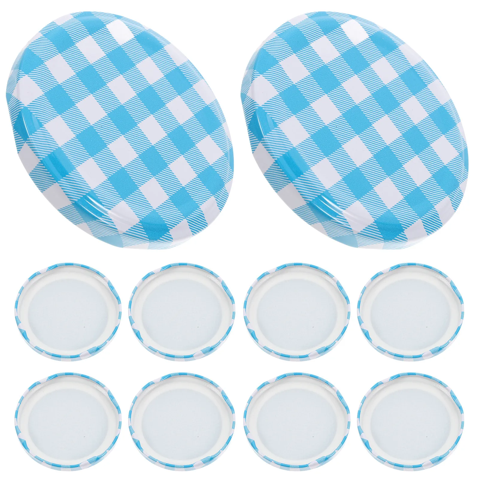 50Pcs Can Sealing Lids Checked Plaid Replacement Regular Mouth Mason Jar Lids for Chili Sauce Jam Jelly Canning Storage Covers