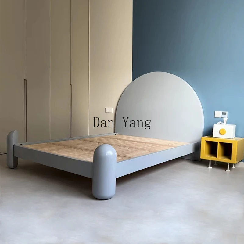 YJ modern simple sunrise semi-round back colored beech bed board anti-collision bed