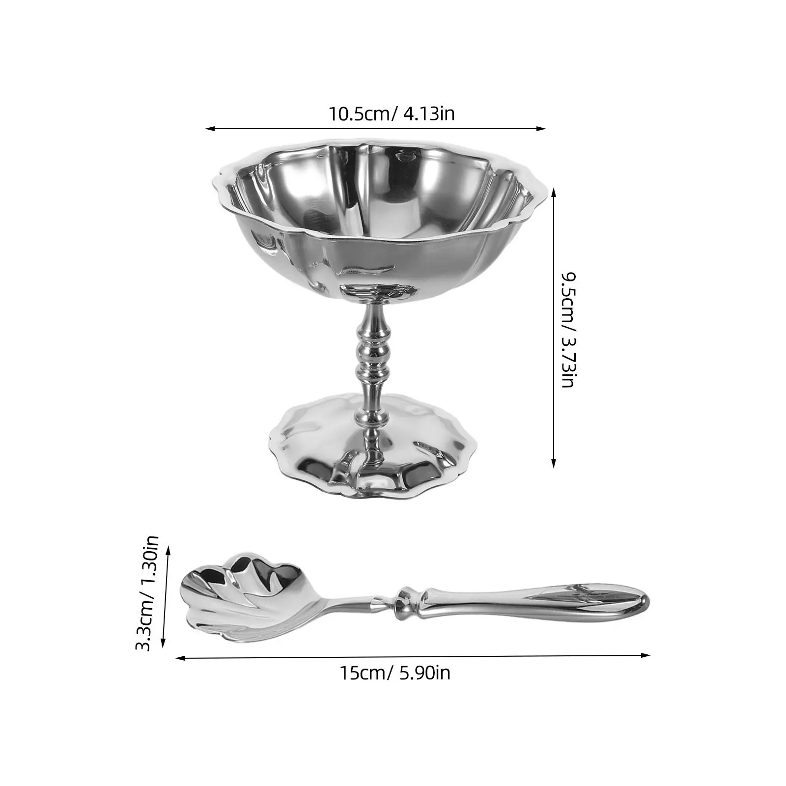 Stainless Steel Dessert Bowl Set Footed Yogurt Goblets for Ice Cream Pudding Fruit Salad Metal Cups for Drinking Sauce Condiment