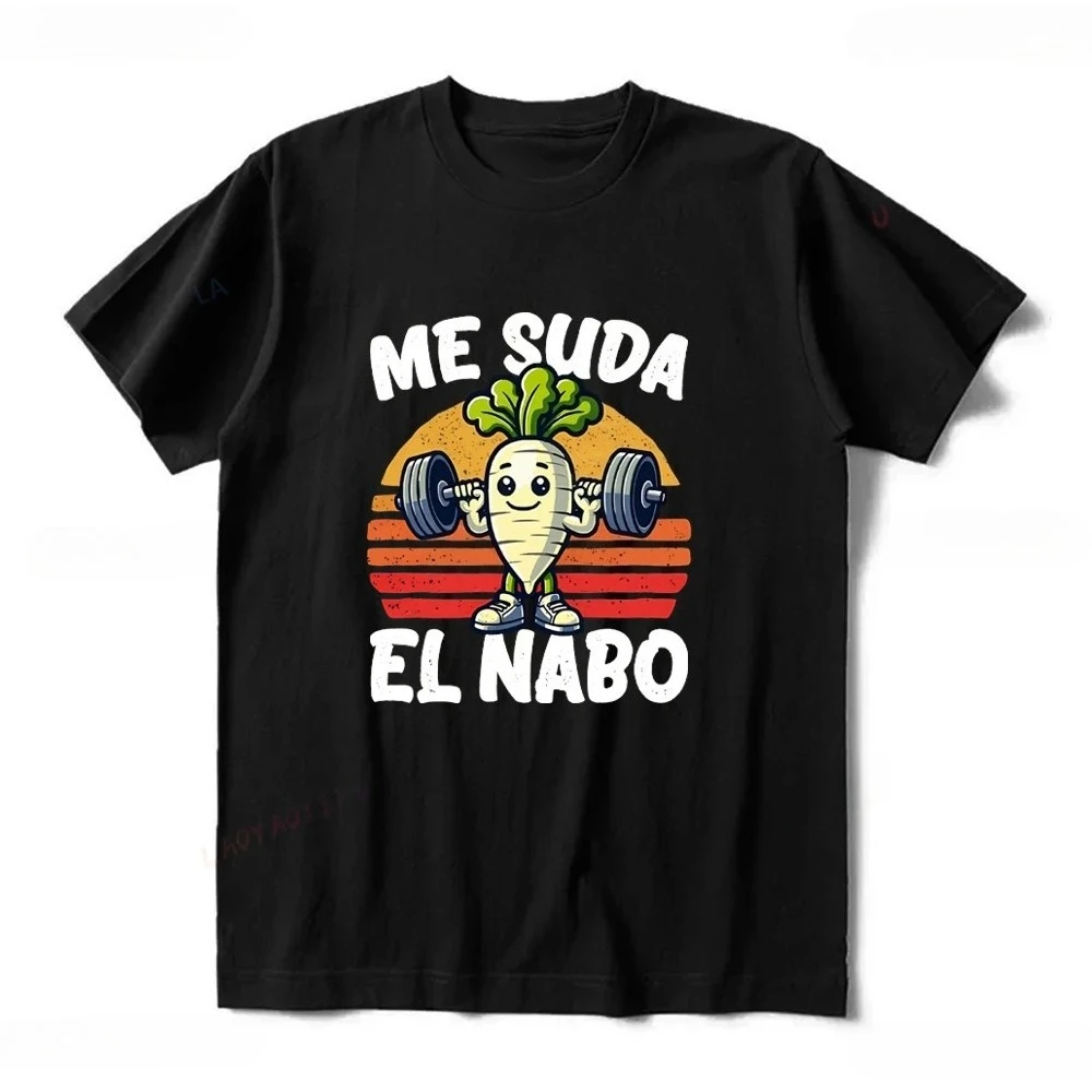 Camiseta feminina estampada de manga curta Me Suda El Nabo, engraçada, piadas espanholas, vintage, macia, casual, roupas femininas, camisetas gráficas