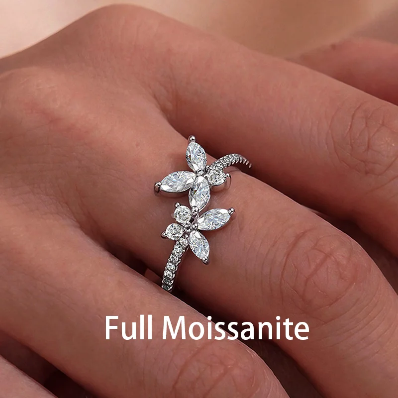 CEICI Full Moissanite butterfly Rings for Women S925 Silver Plated 18K Gold Lab Diamond Engagement Band Fine Jewelry Gift