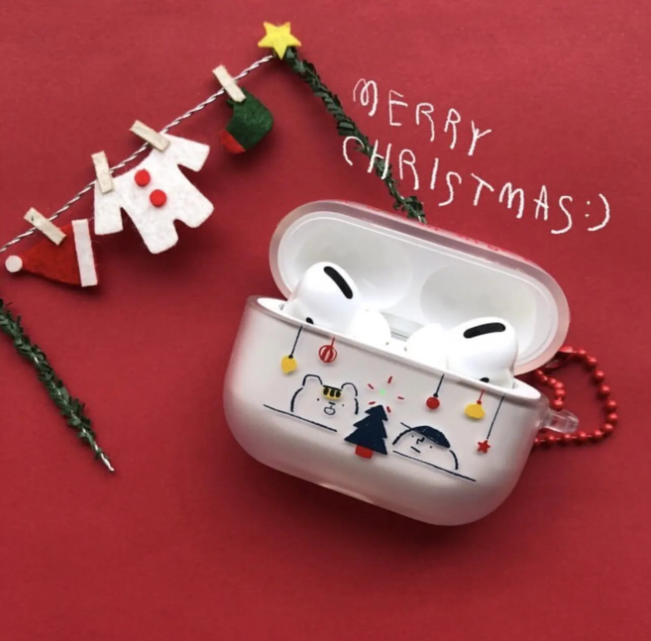 Ins Winter Lights on Tree Bear Soft Clear Earphone Case For AirPods 4 1 2 3 Pro Wireless Bluetooth Headset TPU  Protective Cover