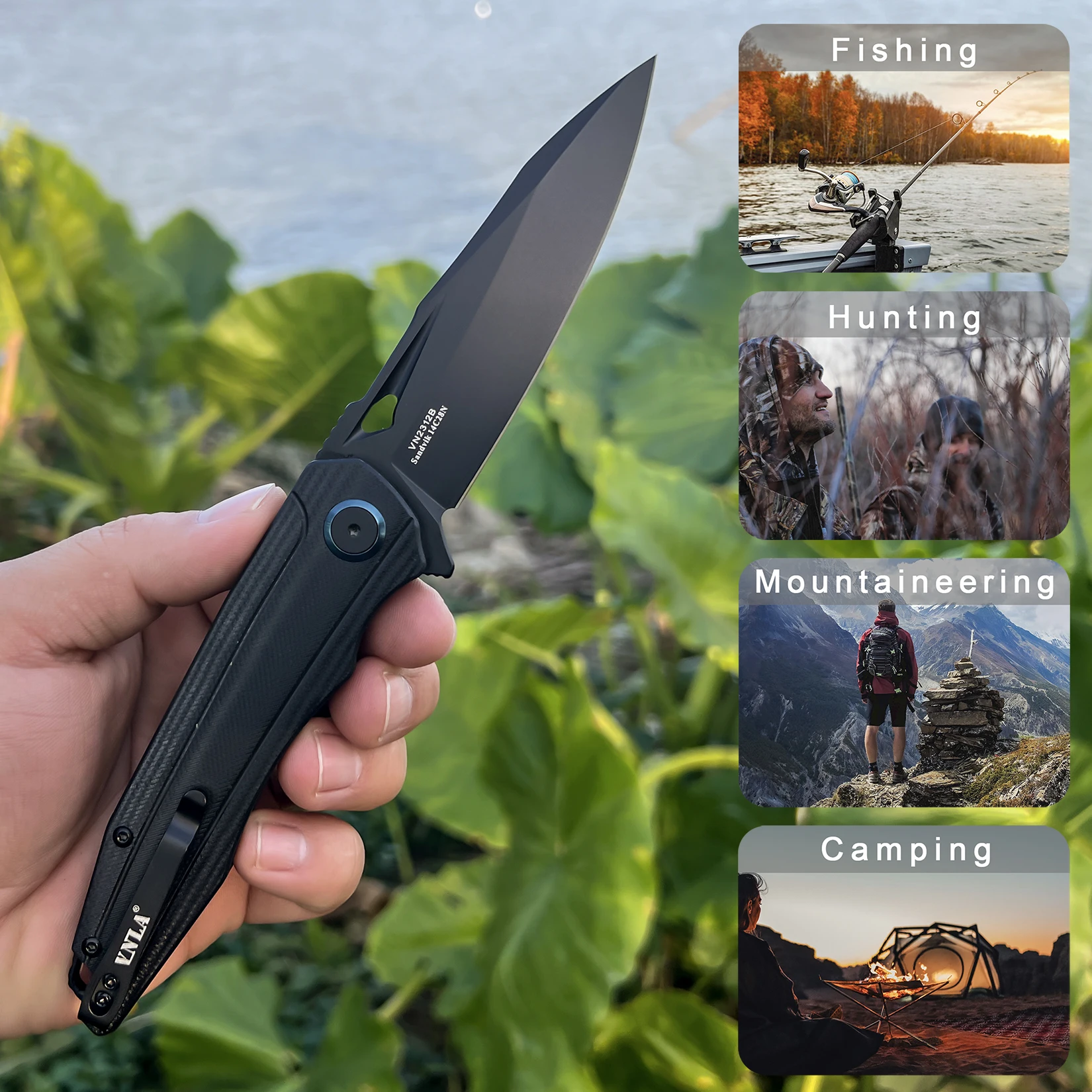 Practical Folding Pocket Knife G10 Handle and14C28N Blade Outdoor Camping Indoor and Outdoor Cooking Daily Knife EDC Tool