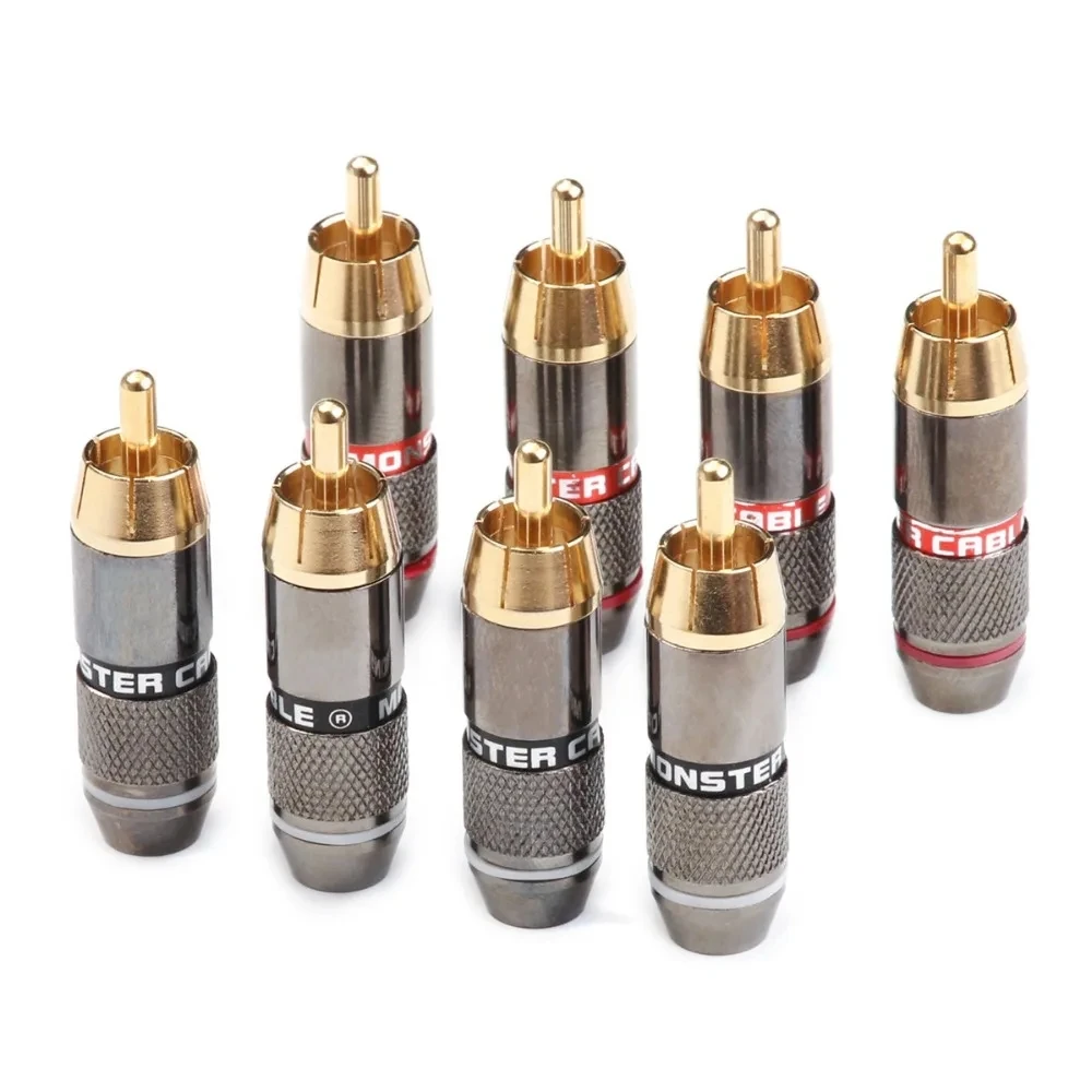 Hifi 4Pcs RCA Banana Plug Gold Plated 6mm Male  Double Self-Locking Lotus Wire Connectors Speaker Audio Adapter Kit