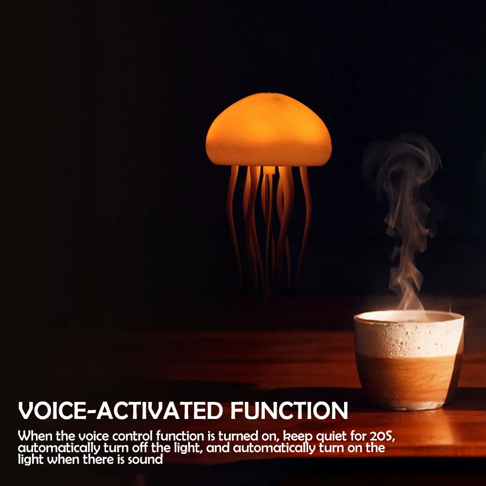 Jellyfish Cartoon Nihgt Light RGB Voice Control Jellyfish Bedside Lamp Type-C LED Night Lamp Upgraded Bluetooth Humidifier Model