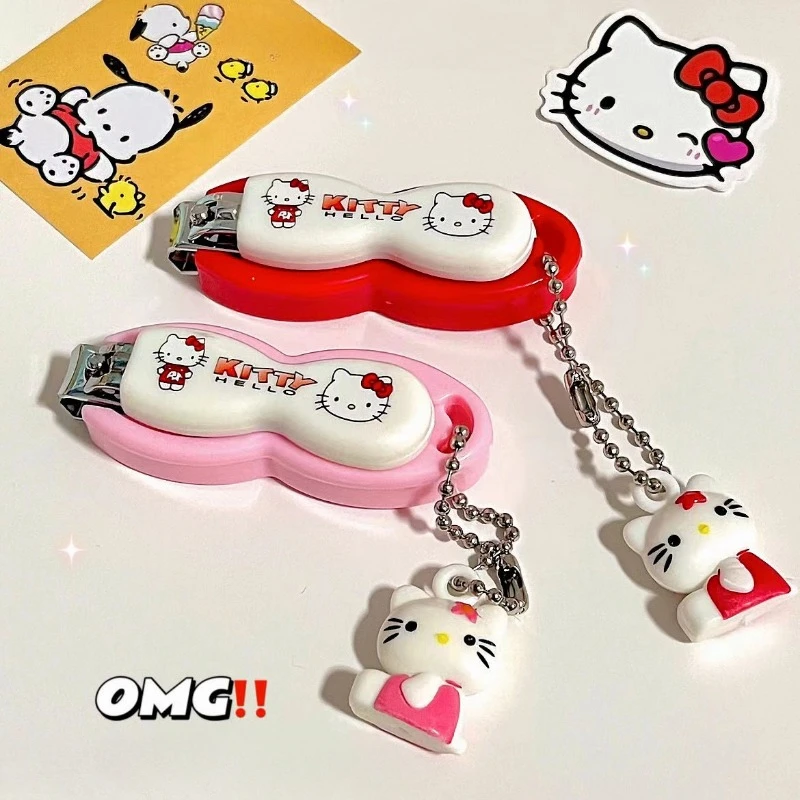 Sanrio Hello Kitty tagliaunghie simpatico cartone animato in acciaio inox Manicure tagliaunghie creativo portatile grande tagliaunghie