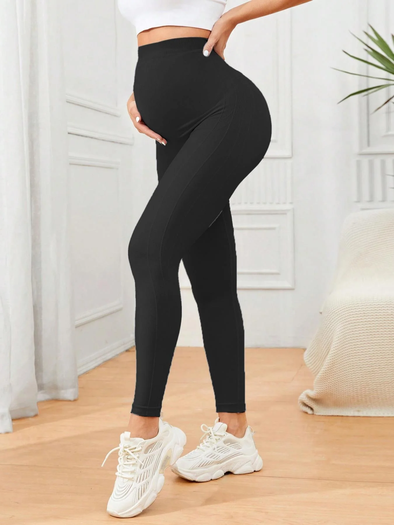 سراويل اليوغا النسائية الأمومة فوق البطن بطول كامل سراويل اليوغا للحمل ملابس نشطة للتمرين