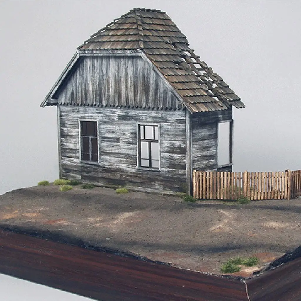 DIY Puzzles Model Kits European Wood Ruins House 1:35 Table Dioramas