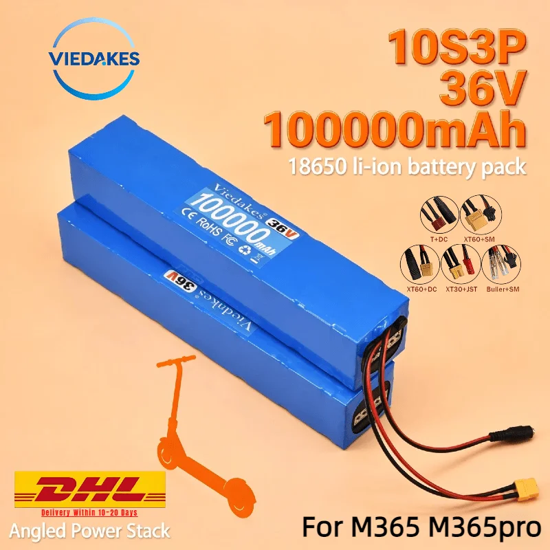 

For M365 & M365Pro: 10S3P 18650 Li-ion Battery Pack – 36V 100000mAh High Capacity Power Supply, Top Rated for Long Scooter Rides